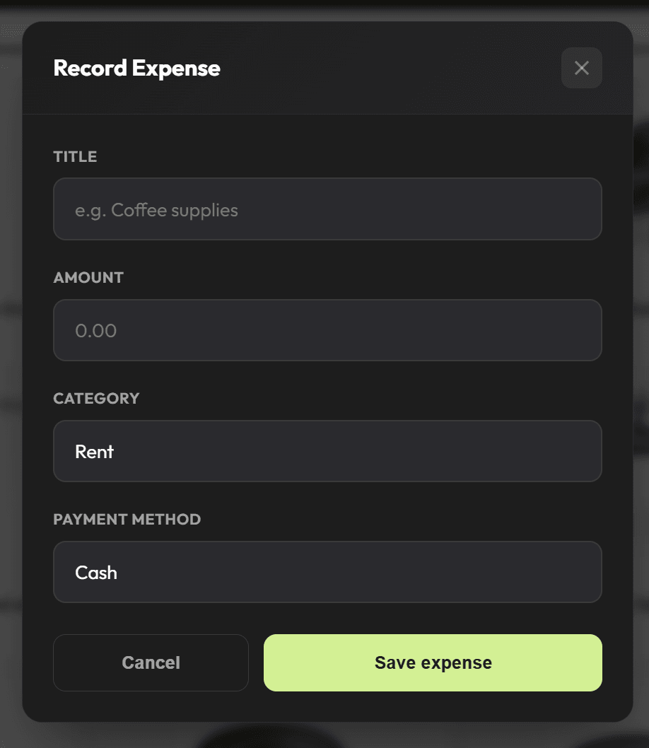 Record store expenses without leaving the POS register
